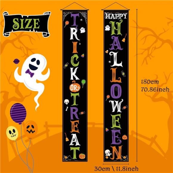 Halloween Decorations - Trick or Treat Porch Banner for Indoor Outdoor - Picture 2 of 7